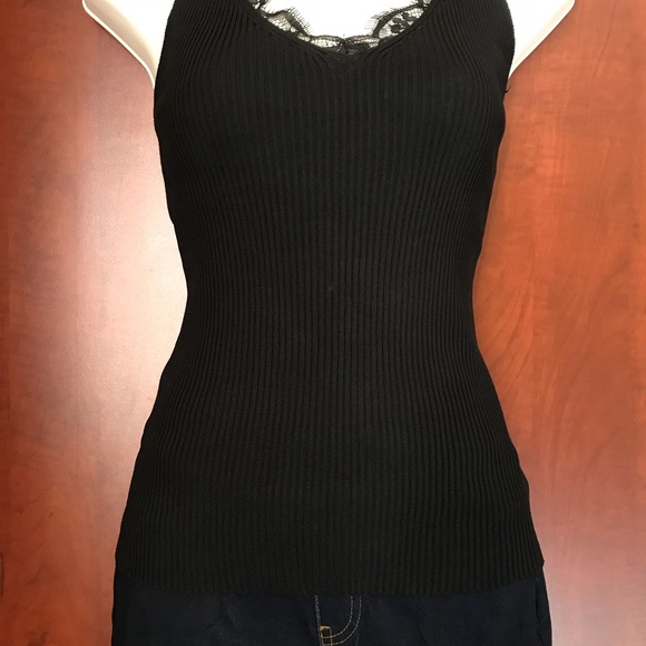 🔥‼️NEW SEXY BLACK KNITTED LACED TANK TOP - Picture 4 of 4